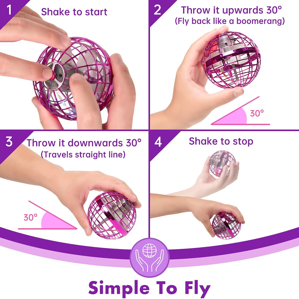 Toys】Flynova Pro Flying Ball - Hand control - Safe for Kids Adult